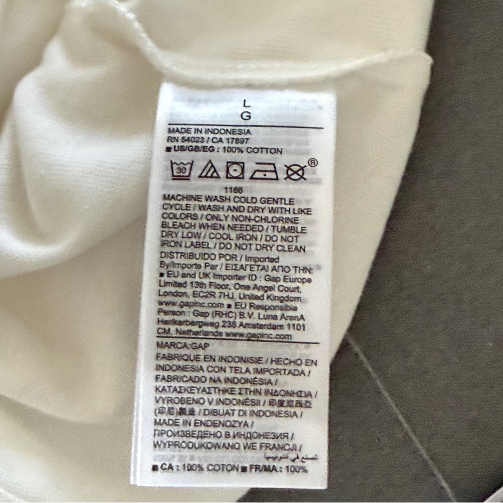 NWT GAP Organic Cotton VintageSoft Heavyweight Crop T-Shirt -White - L - Picture 5 of 6